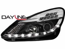 Focos delanteros luz diurna DAYLINE para Opel Corsa D 06+ TFL-Optik negros
